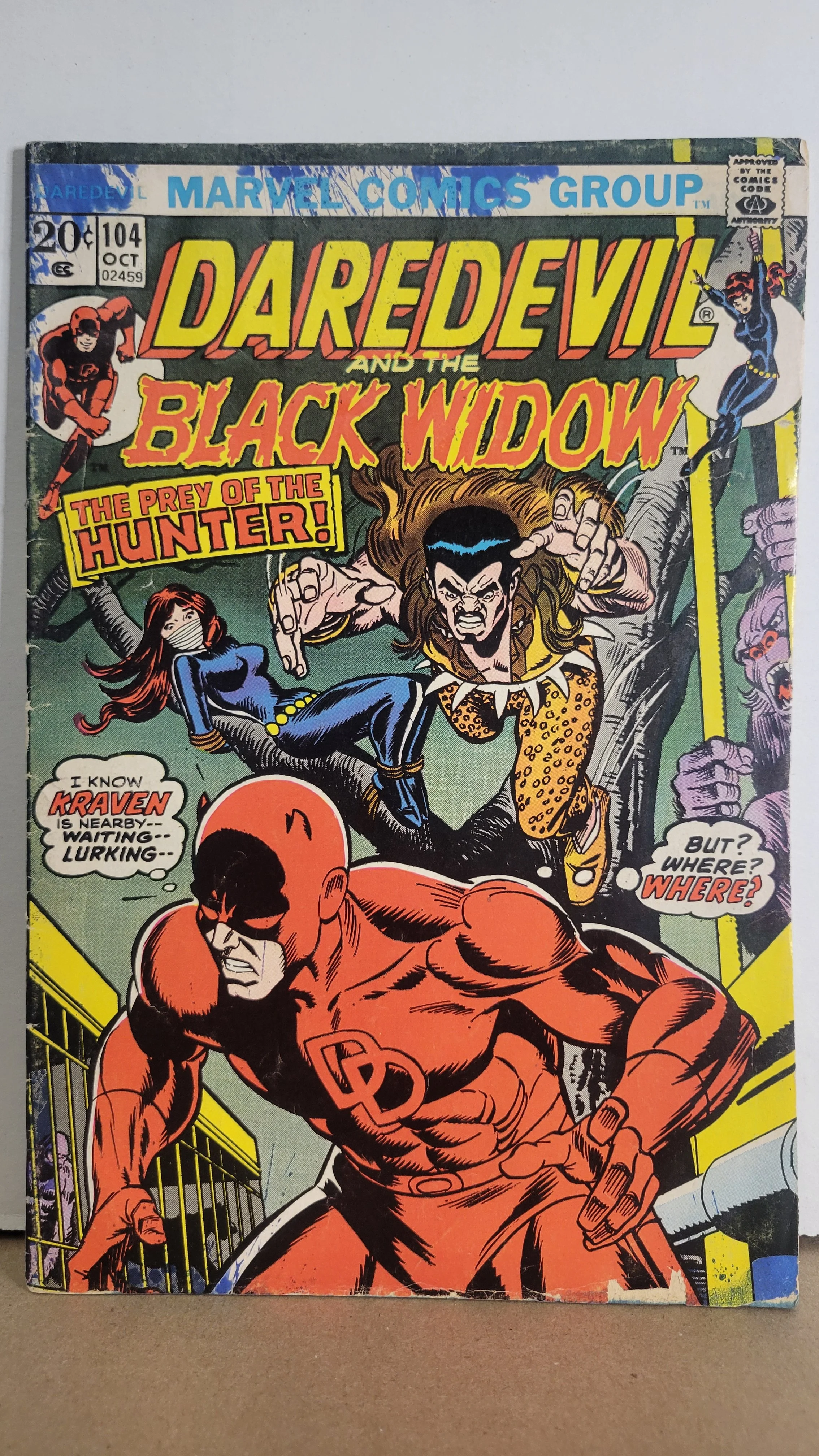 Daredevil 104 vs Kraven the Hunter! Black Widow! 1973 Marvel Comics