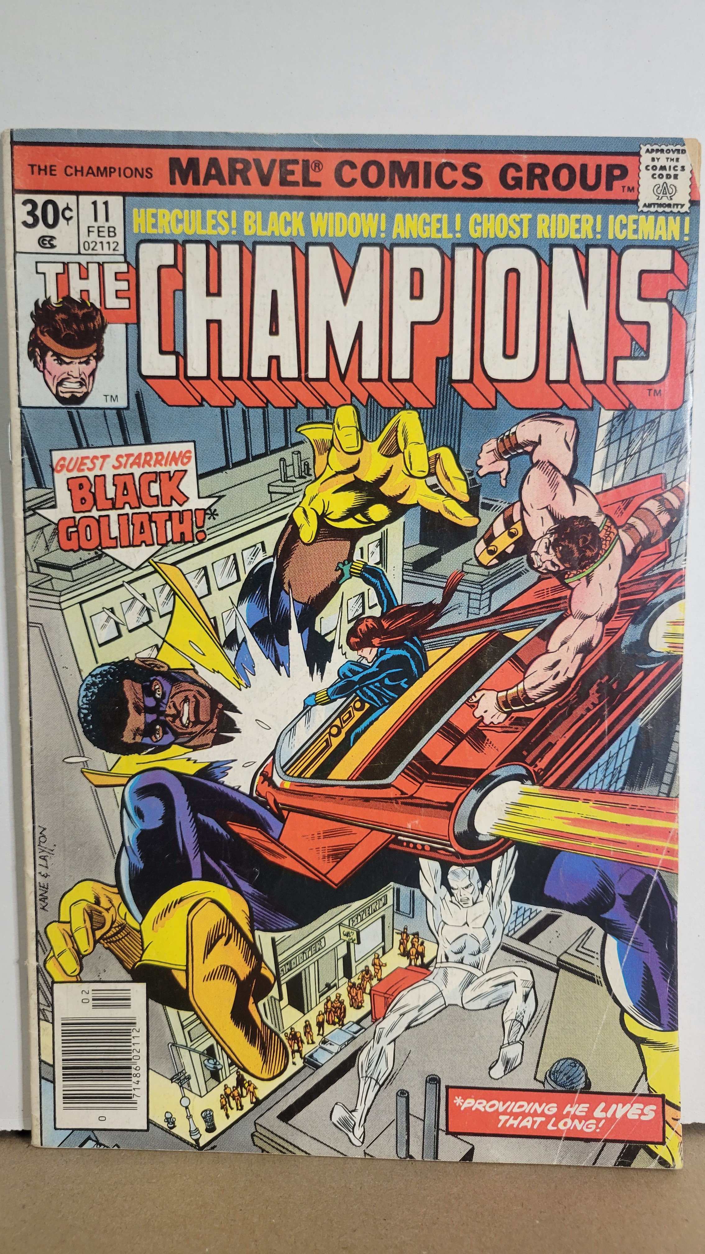 Champions 11 Black Goliath! Hercules, Black Widow, Angel, Ghost Rider, Iceman! 1977 Marvel Comics