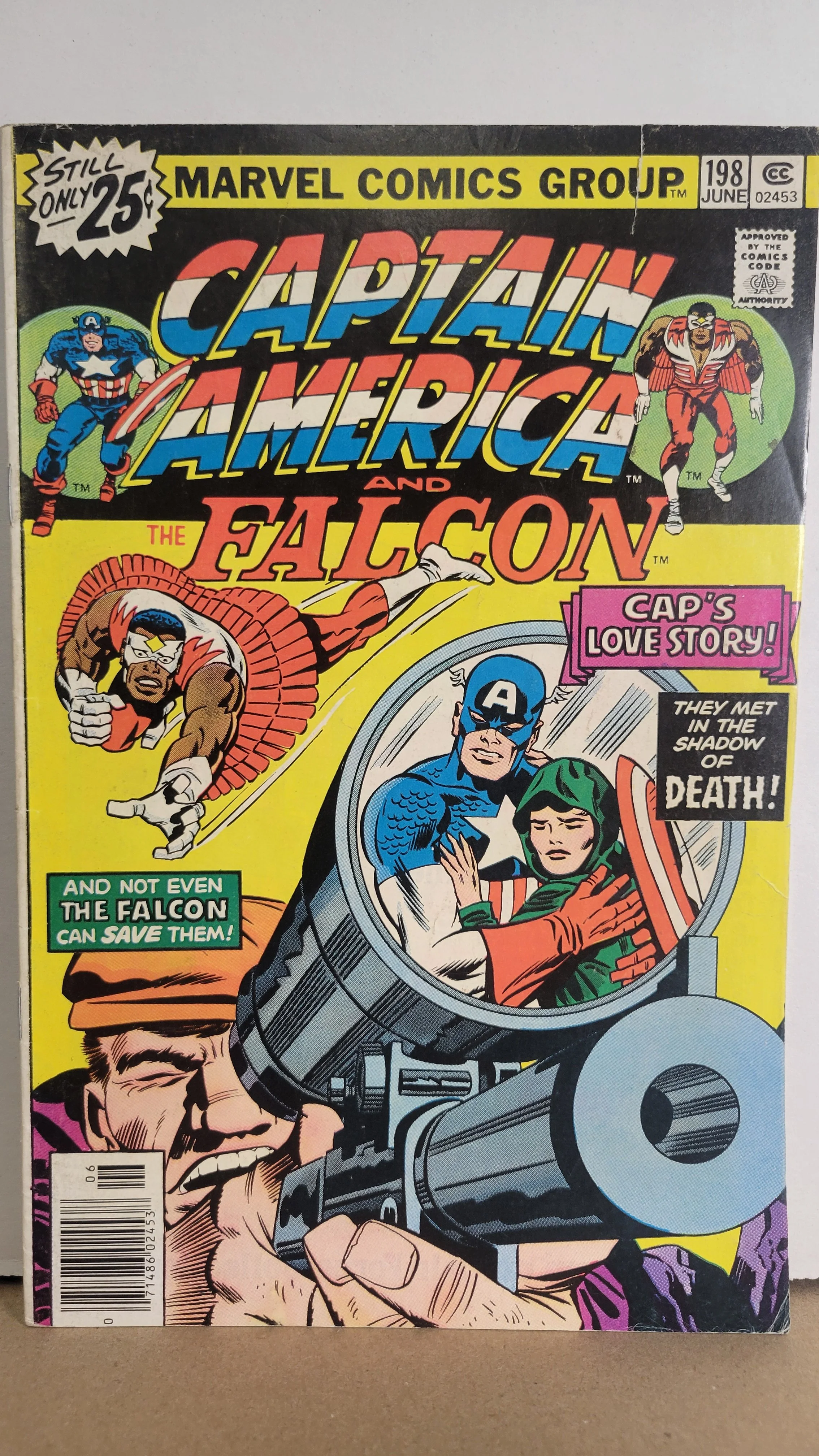 Captain America 198 Jack Kirby, Falcon, Cap's Love Story! 1976 Marvel Comics