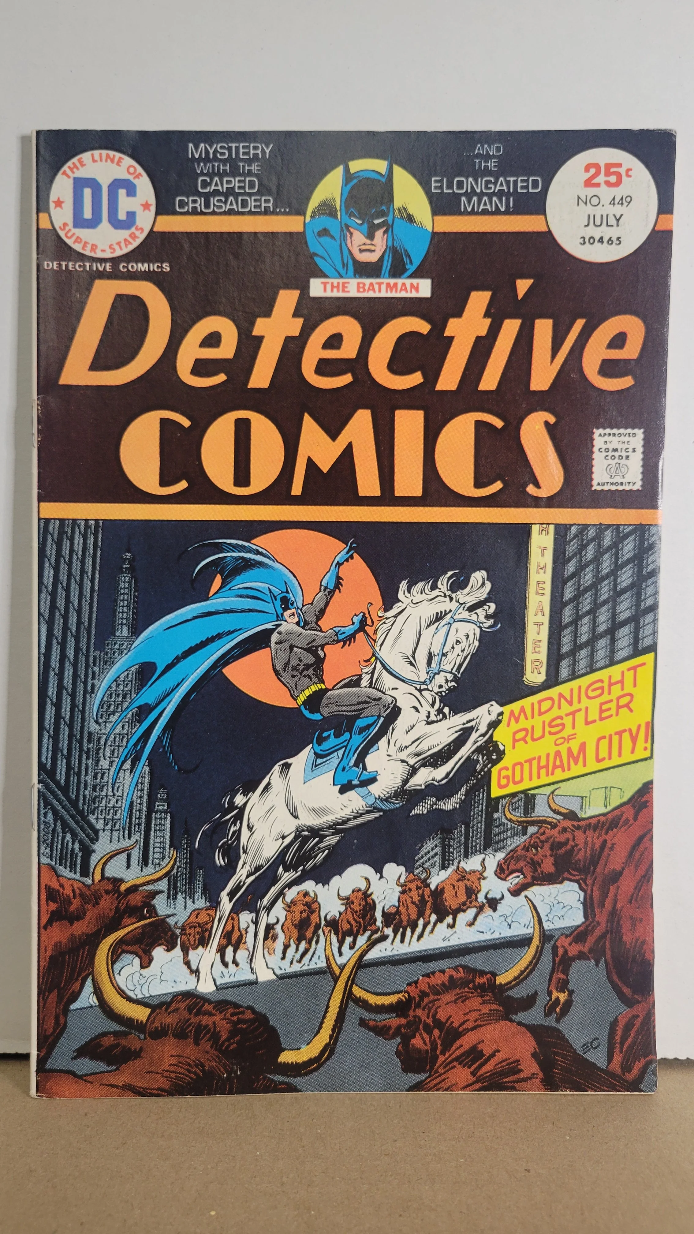 Detective Comics 449 Midnight Rustler of Gotham City! Bonus Elongated Man! 1975 DC Comics