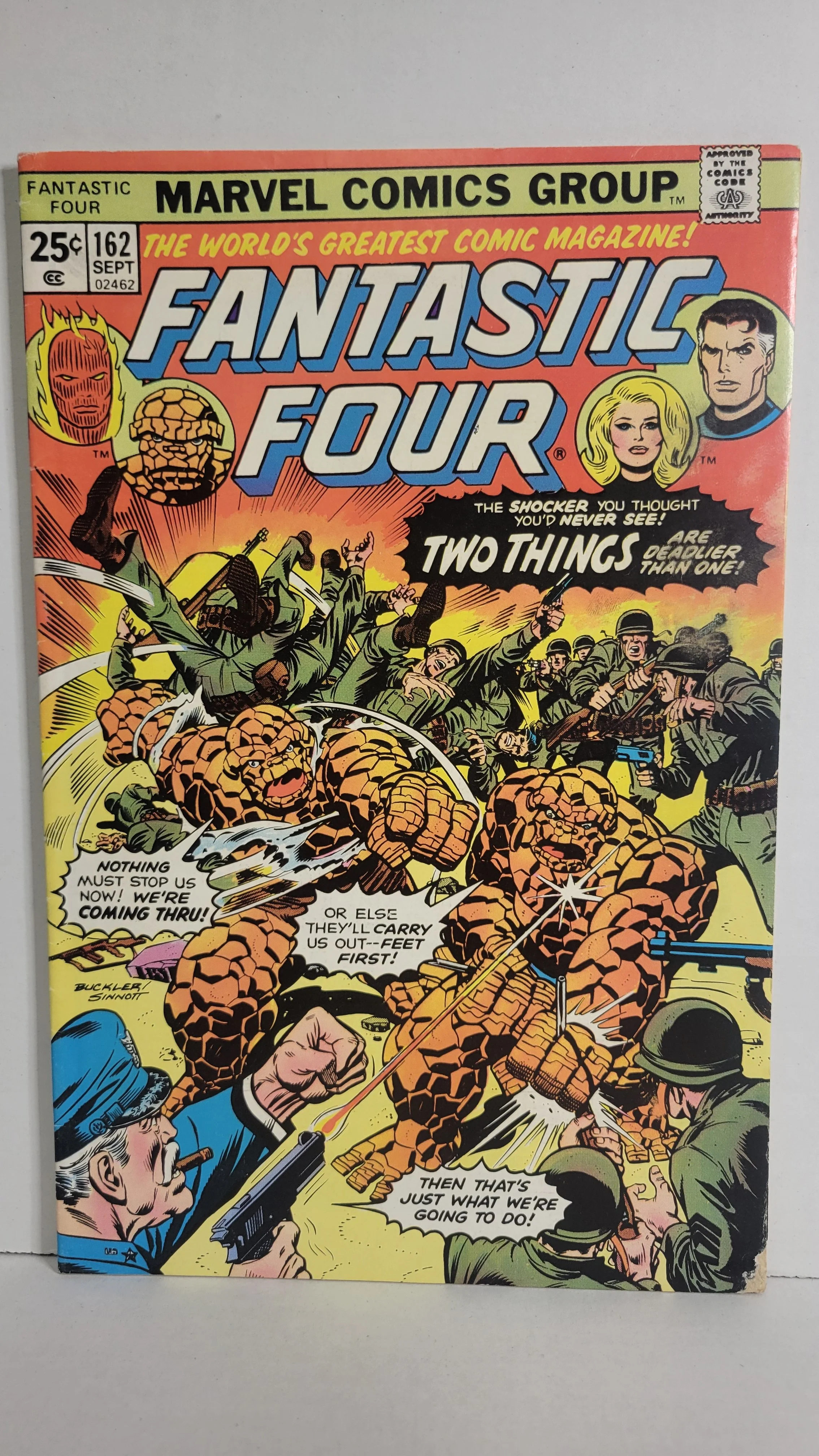 Fantastic Four 162 Two Things Fight! General T.E. Ross! 1975 Marvel Comics