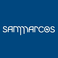 Sammarcos logo on a blue background