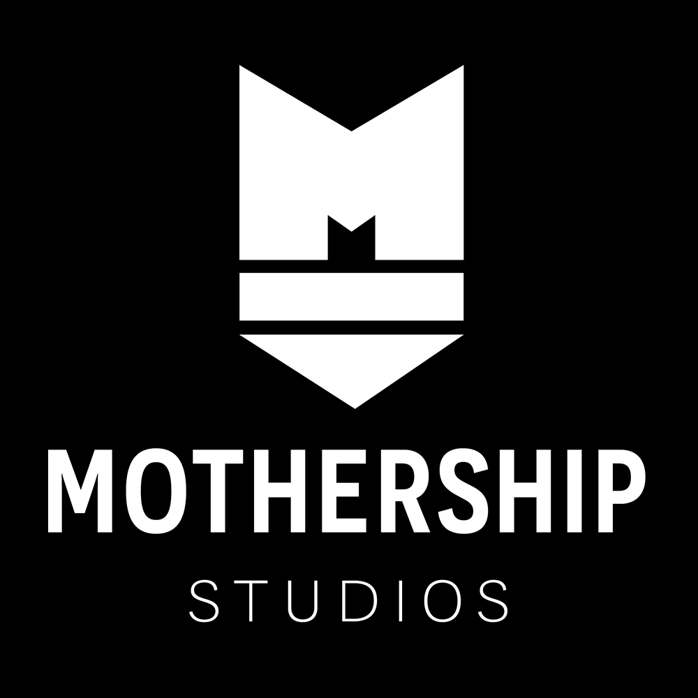 Logo of Mothership Studios with a stylized spaceship icon and bold text.