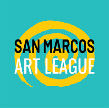 San Marcos Art League logo with yellow and teal circle design and black and white text