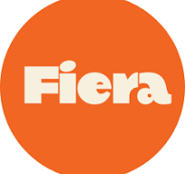 Orange circle with the white text 'Fiera' in the center.
