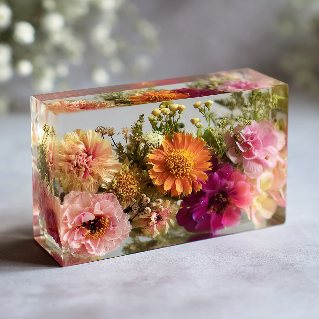 flower bouquet preserved in resin