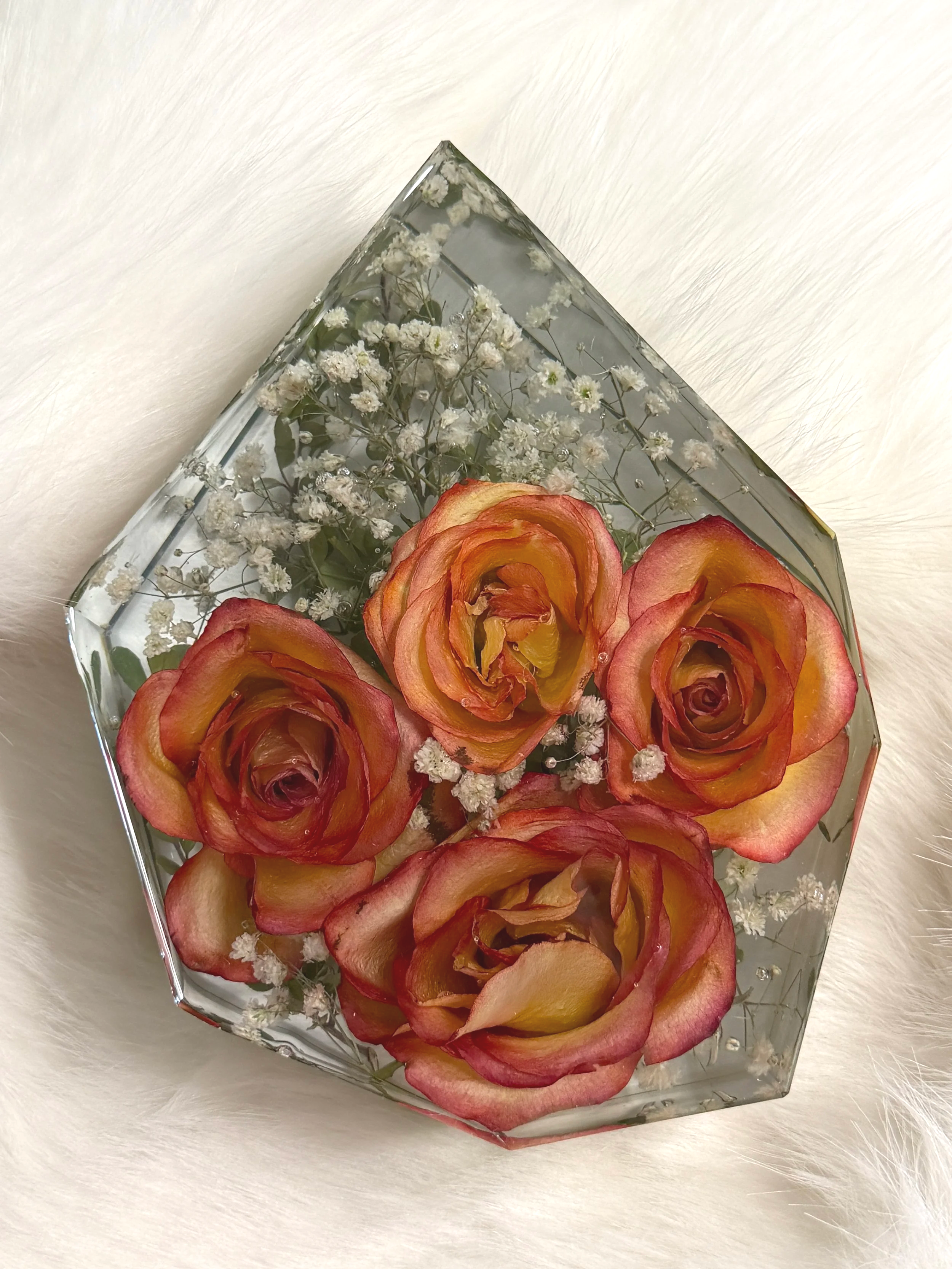 roses in resin preservation keepsake