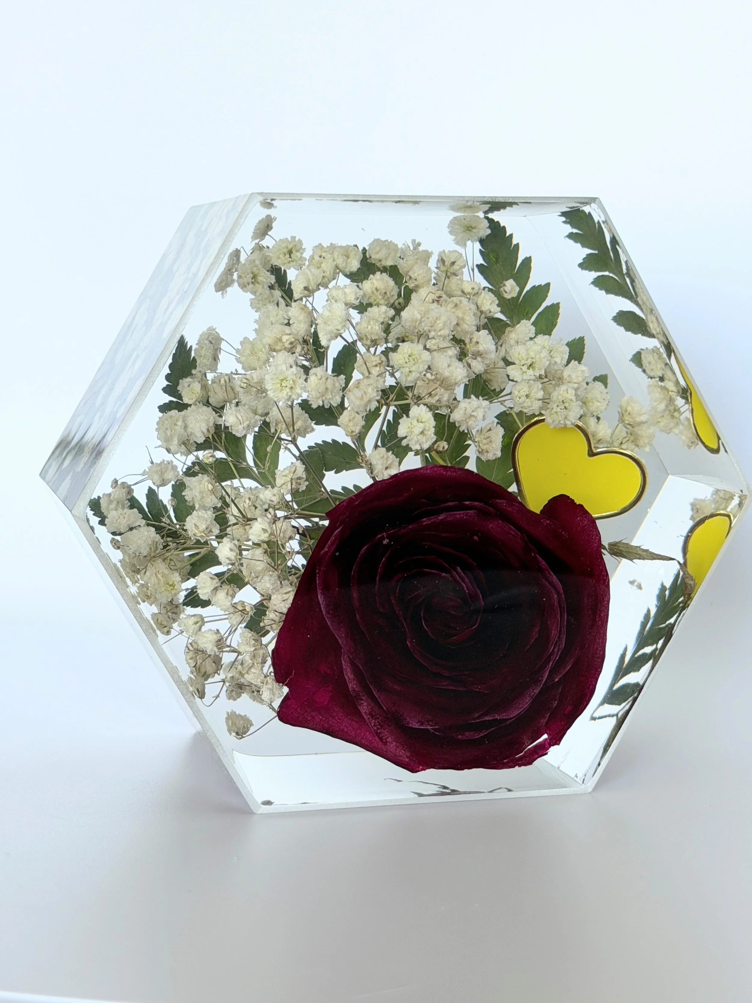 Memorial flower floral preservation keepsake with added element