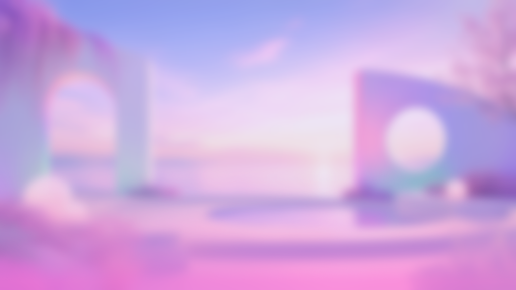 Blurred pastel-colored abstract background with pink, purple, blue, and white hues.