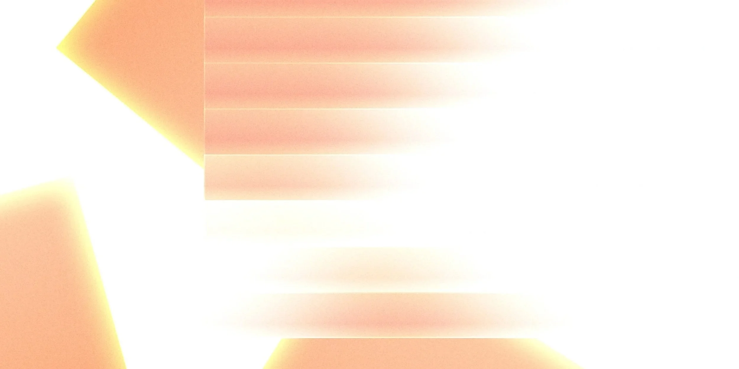 Overexposed image with bright white light and geometric shapes, including a prominent yellow triangle and parallel lines, creating an abstract pattern.