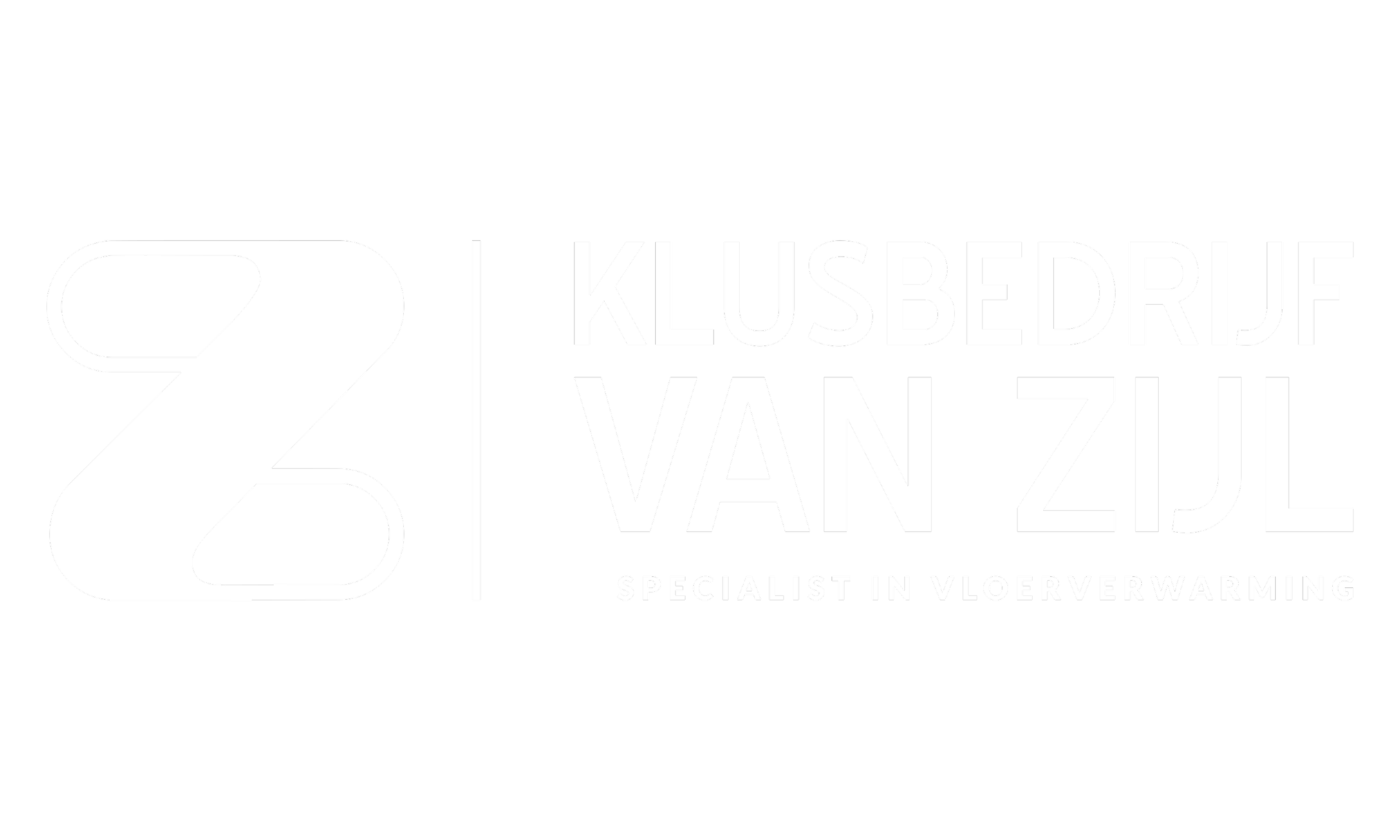 Logo with a stylized 'Z' and text reading 'KLUBBEDRJF VAN ZIJL, Specialist in vloerverwarming' on a black background.