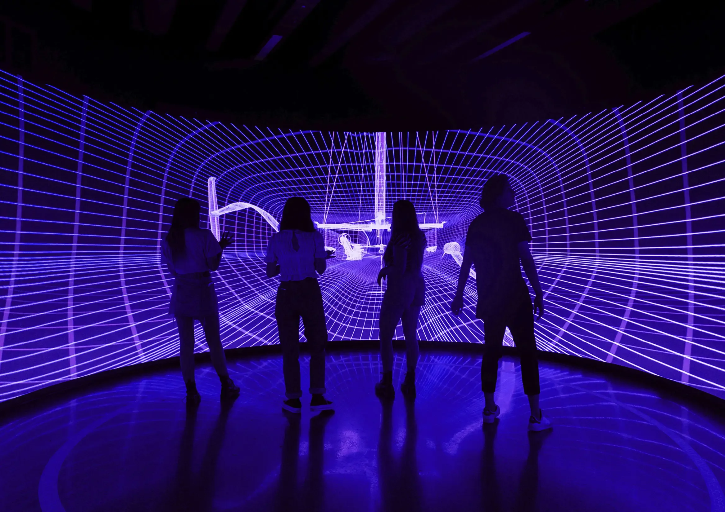 Immersive LED environment inside Spark 5G Race Zone installation