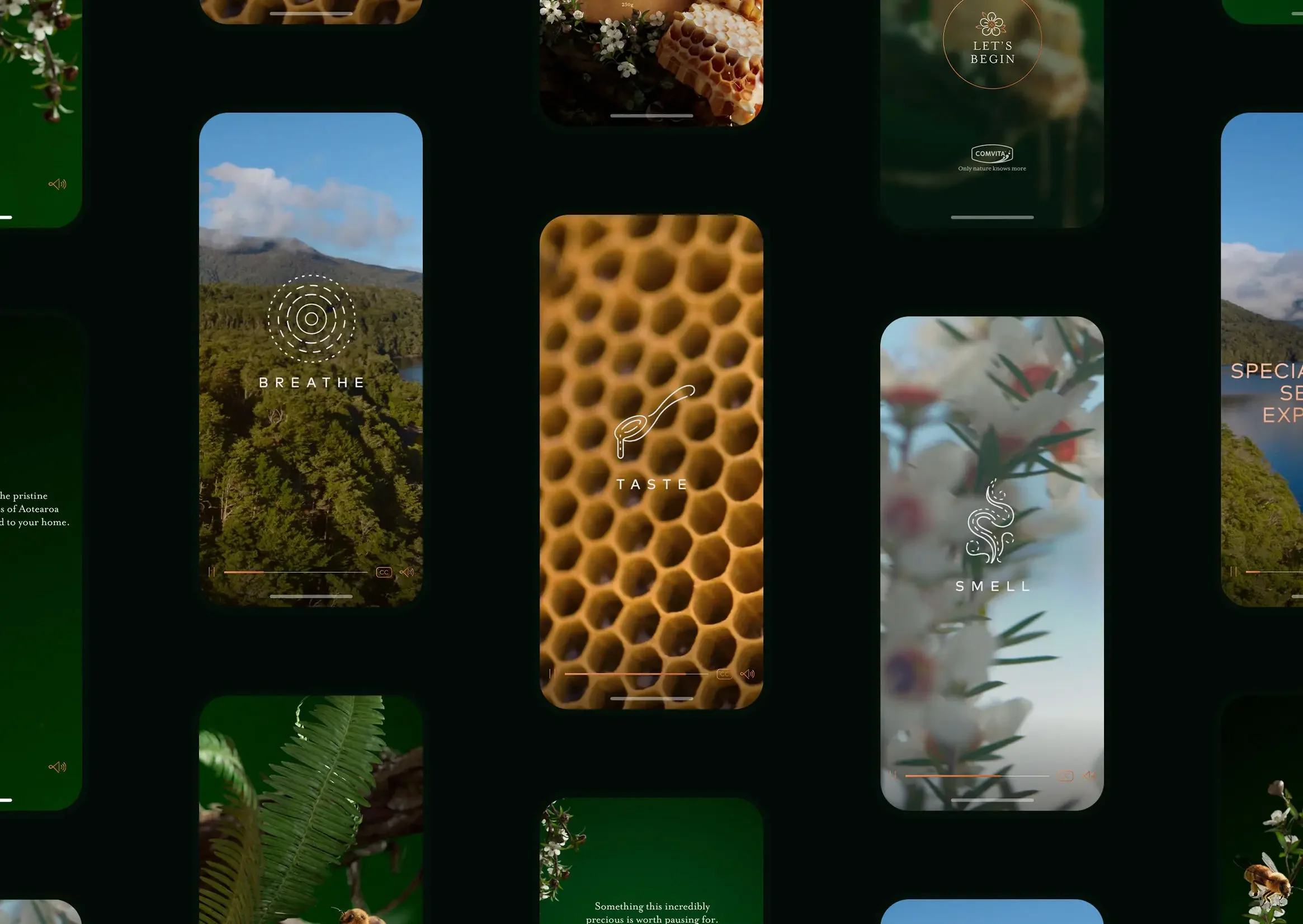 Sensory campaign visuals created for Comvita Special Reserve Manuka Honey