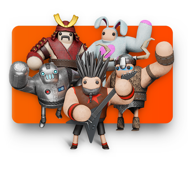 Concept art of original characters representing the character creation service.