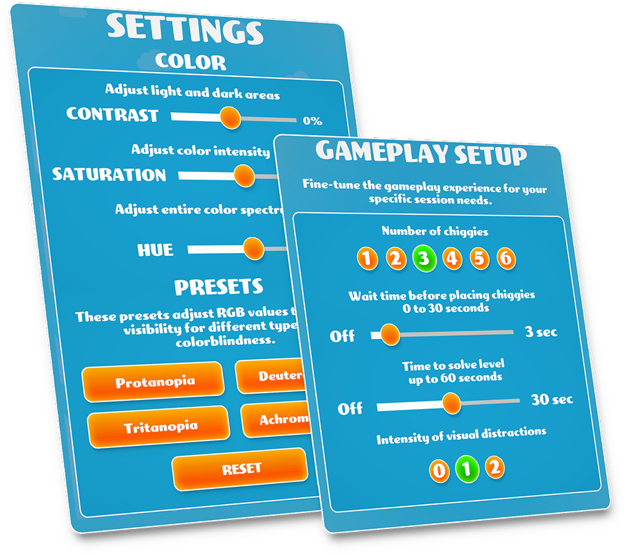 Gameplay settings and set up options