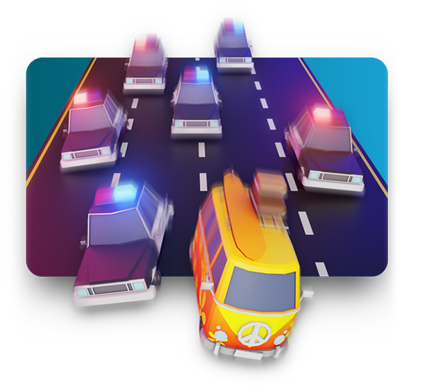 A car chases scene showcasing game development services.