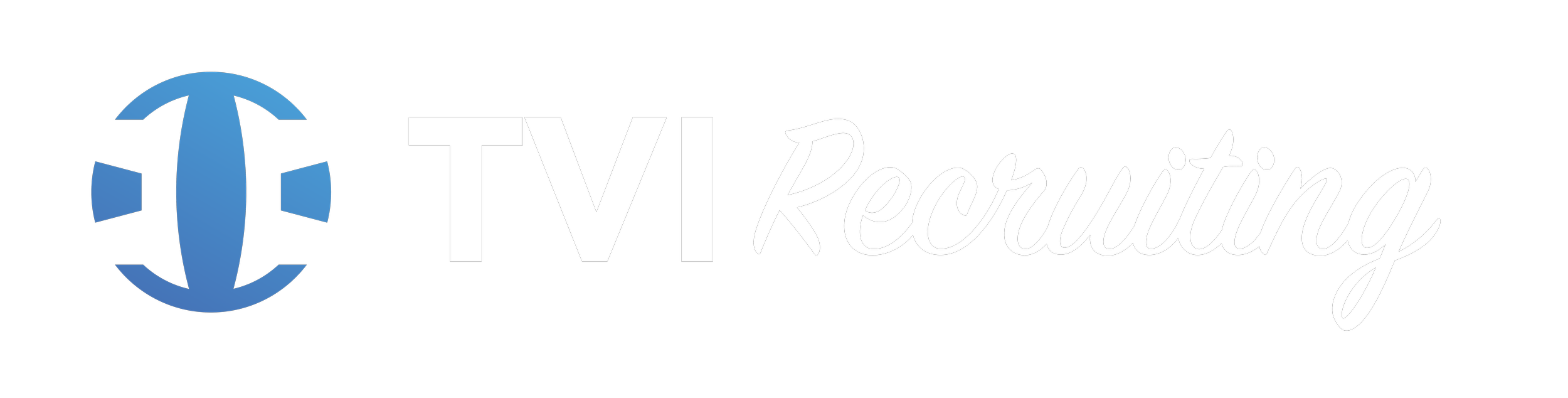 Logo with blue globe icon and the words 'TV Recruiting' on a black background.