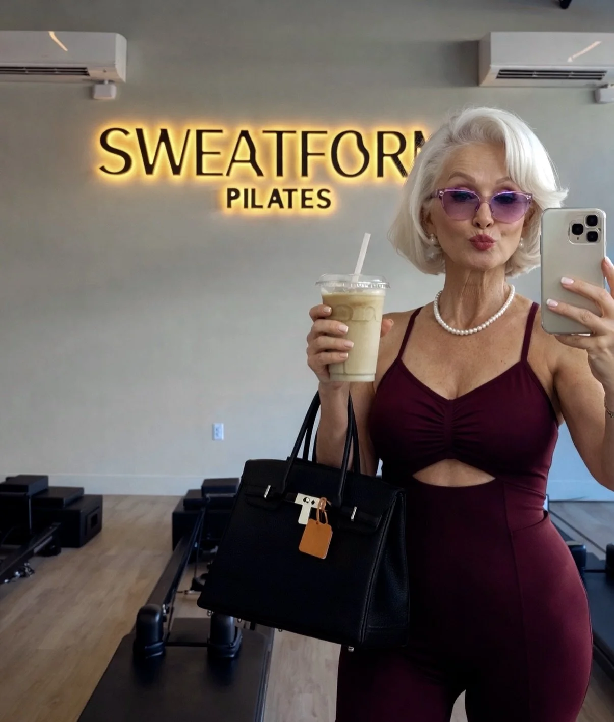 Monday vibes &amp; meet our
 ✨SWEATFORM Pilates grandma.✨
She&rsquo;s chic, she&rsquo;s cool, and she knows exactly how to pulse.🖤

#pilatesgrandma #pilates #reformerpilates #oremstudio