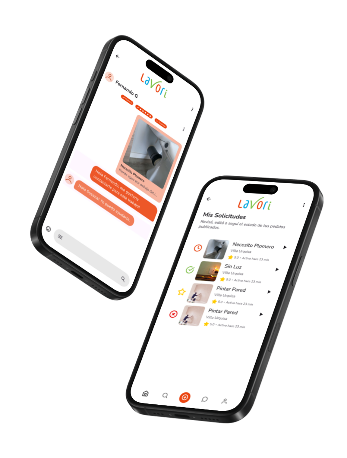 Mockups de Lavori App