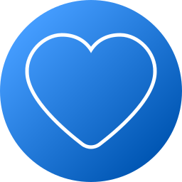 Corazón de línea blanca en un icono azul.