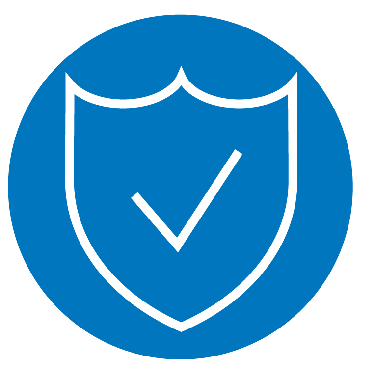 Escudo con marca de verificación en el centro