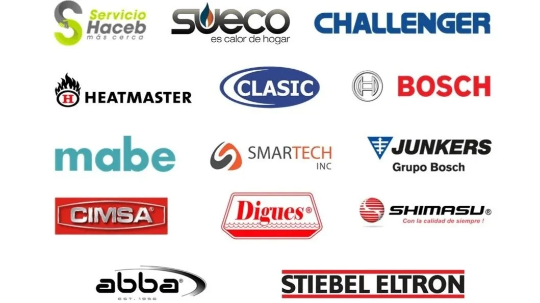 Logotipos de varias marcas de componentes y servicios para tecnología y automoción en un diseño de cartel o banner.