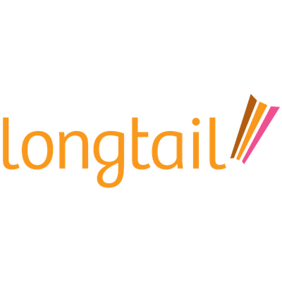 Long-tail text with pink and orange design elements.