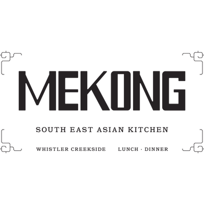 Logo for Mekong South East Asian Kitchen, featuring text and decorative border elements.