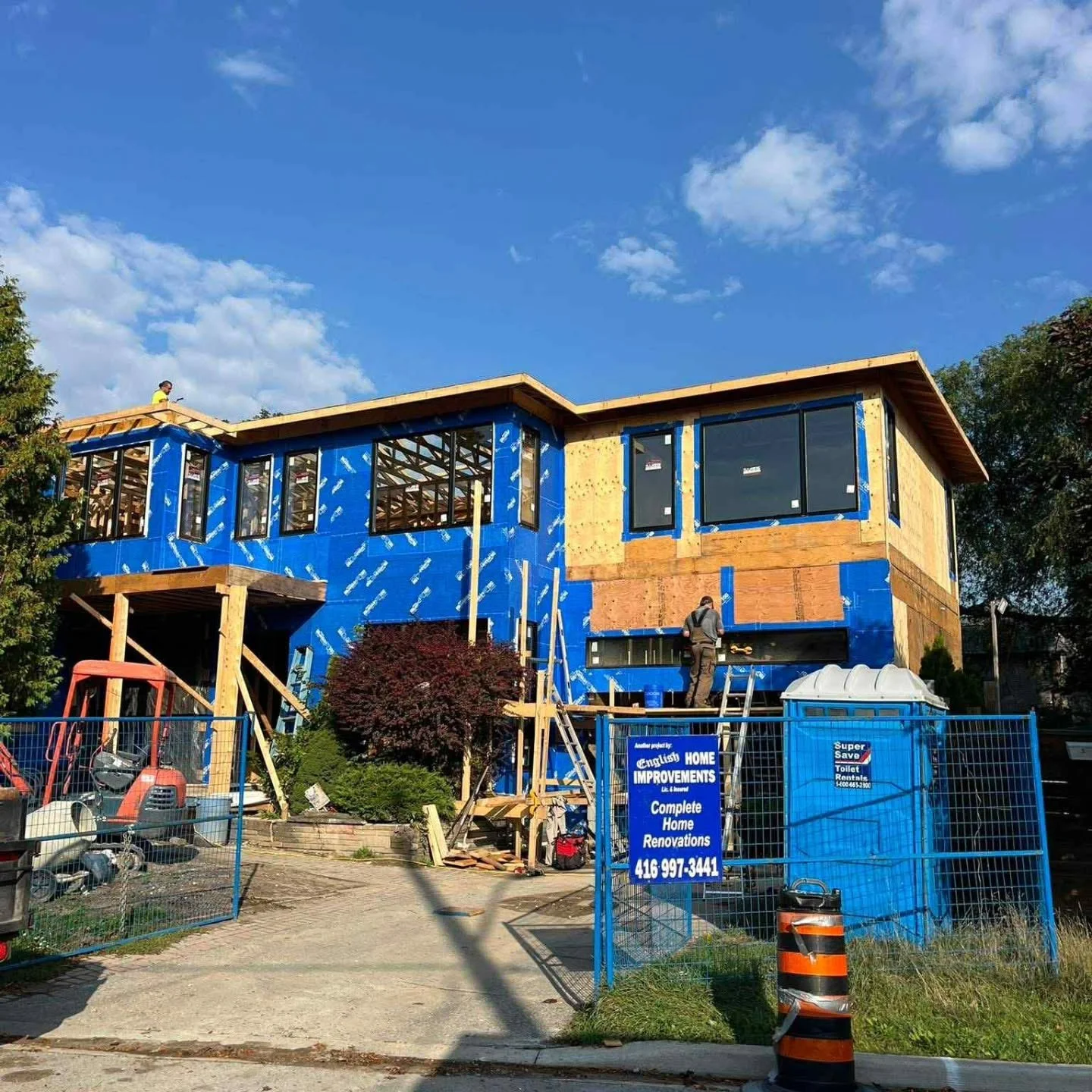 Second floor addition and new attached garage with more living area above.