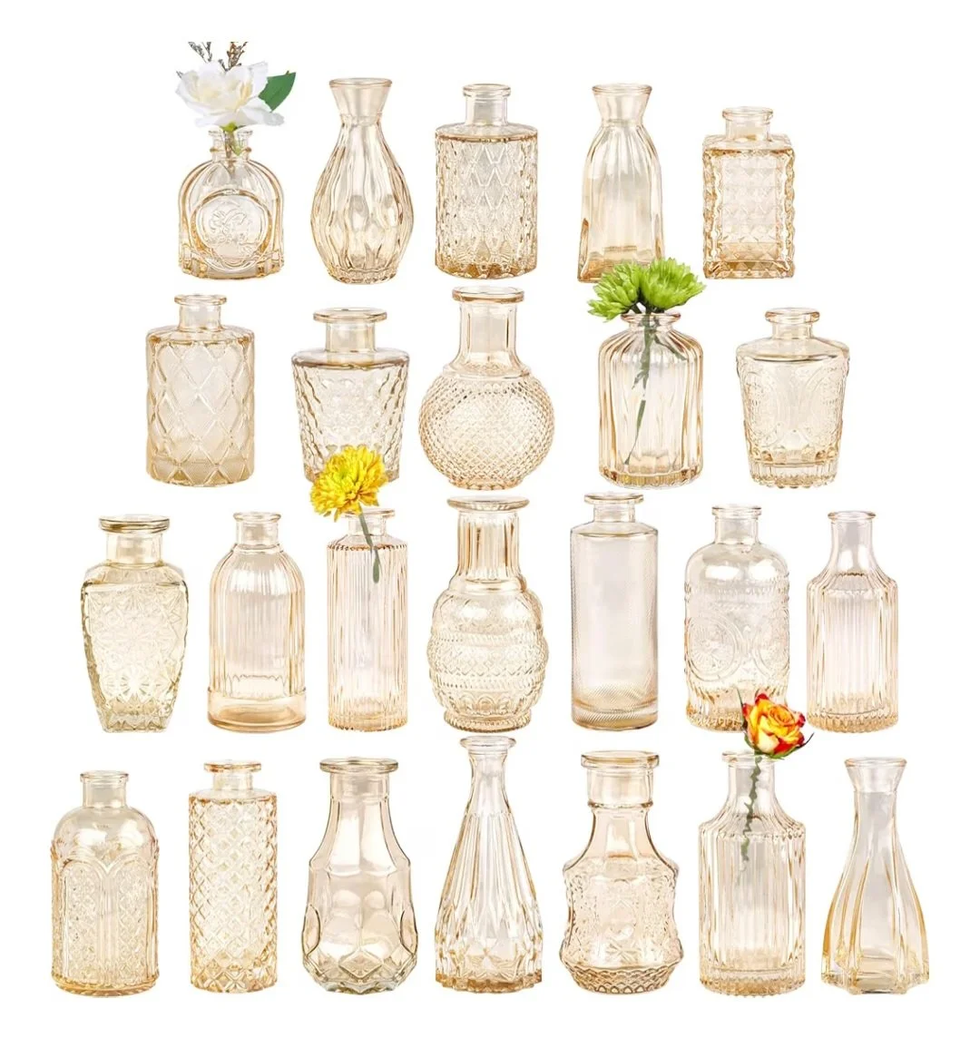 24 amber colored budvases