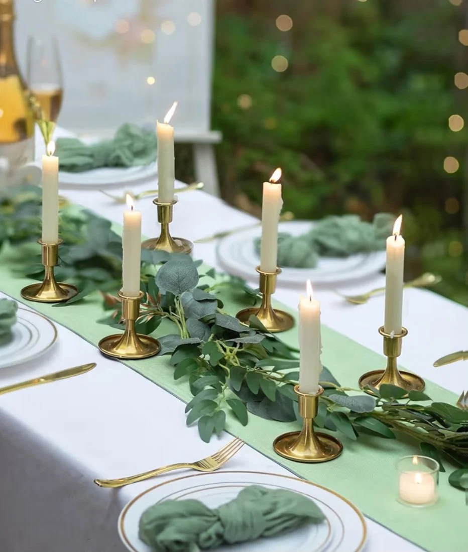 Gold metal candlestick holders