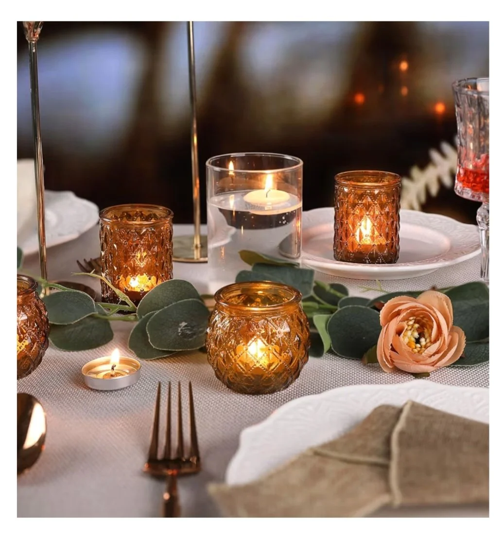 24 Amber colored tealight holders