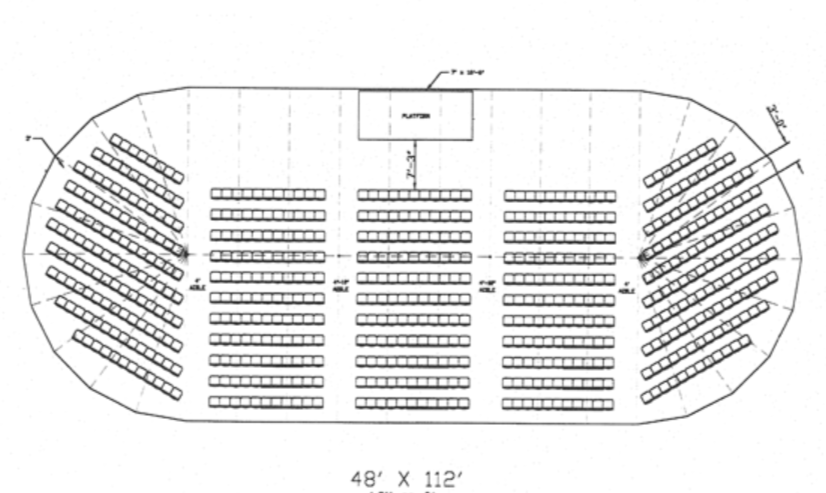 Blueprint of a tent seating arrangement.