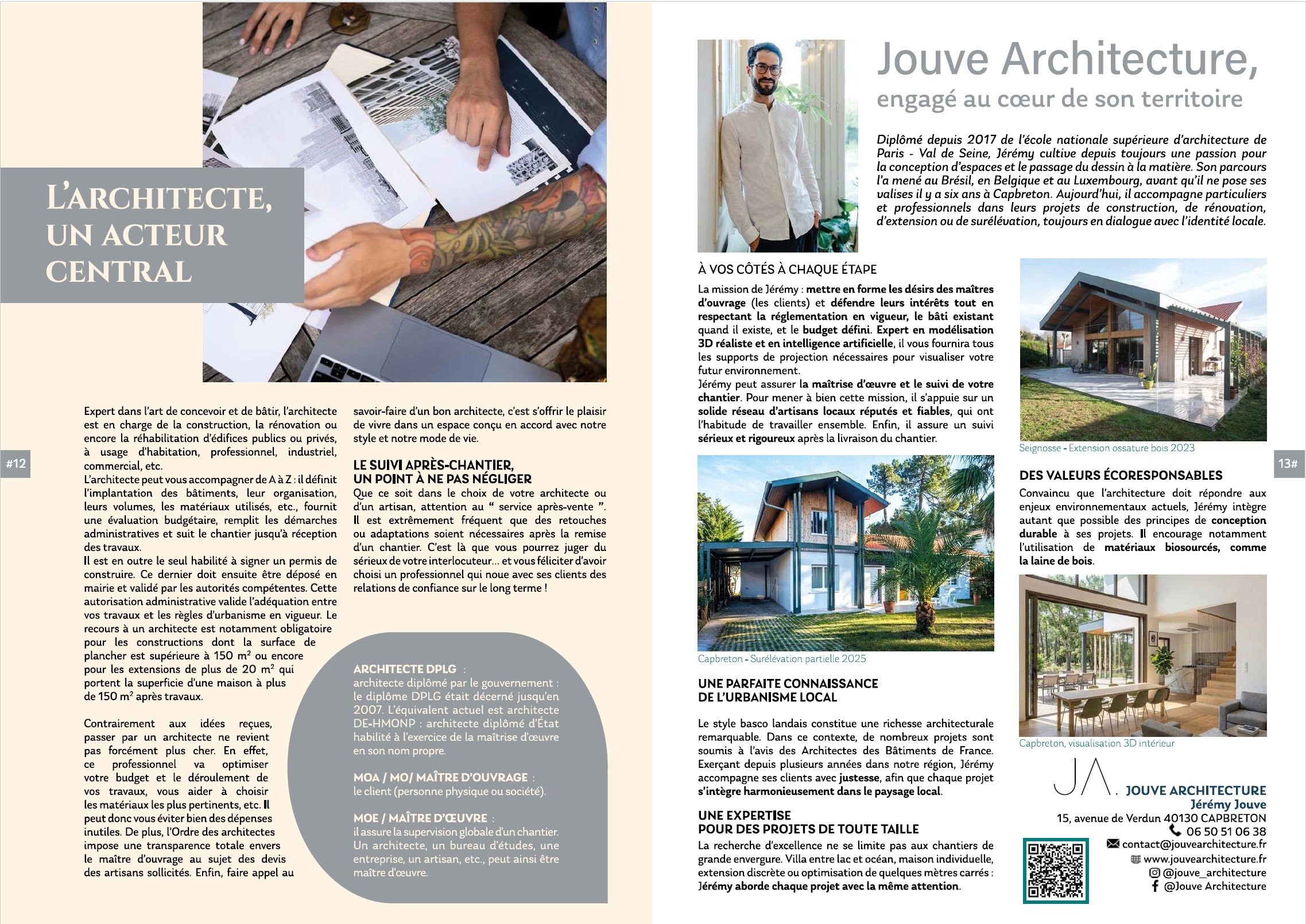 Article de journal présentant l'architecte Jérémy Jouve