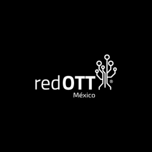 Logotipo de red OTT México con una figura de circuito eléctrico en forma de árbol de circuito