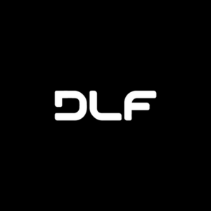 Logotipo de DLF en fondo negro.
