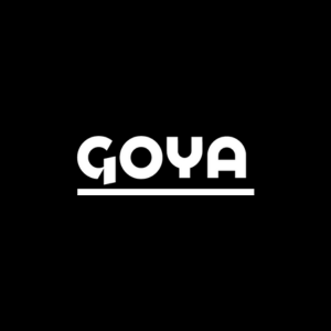 Logo de Goya en fondo negro con texto blanco