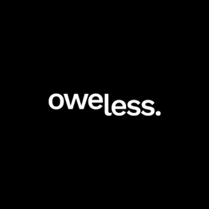 Texto en la imagen que dice 'oweless.' en letras blancas sobre un fondo negro.