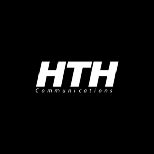 Logotipo de HTH Communications en fondo negro