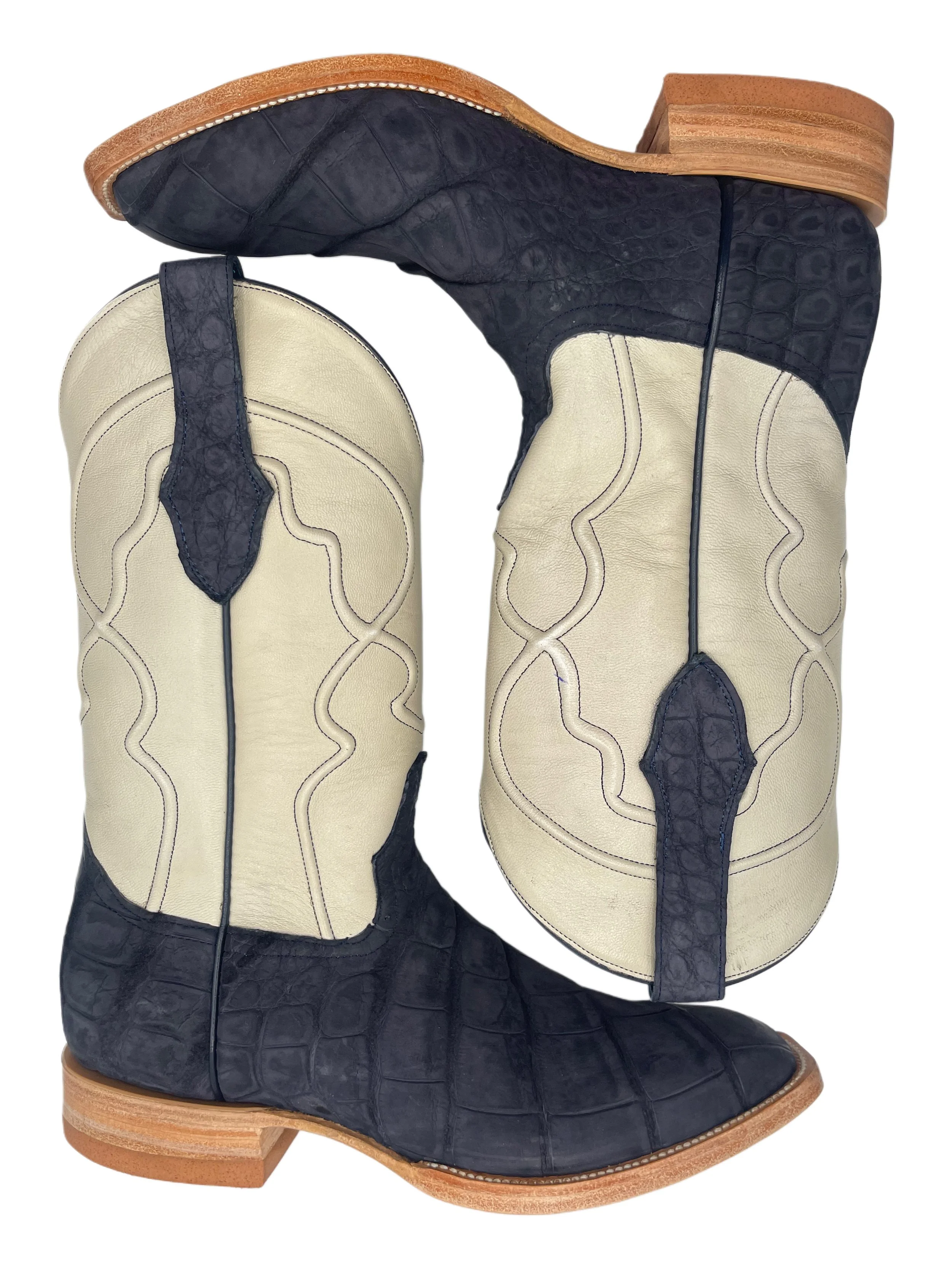 American Alligator Suede Navy Belly