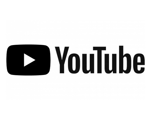 Black and white YouTube logo with play button
