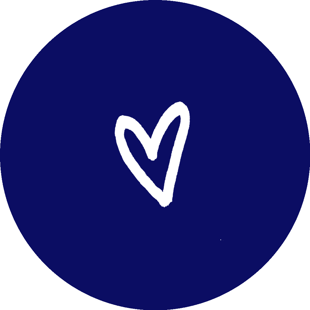 Blue circle with a white hand-drawn heart in the center.