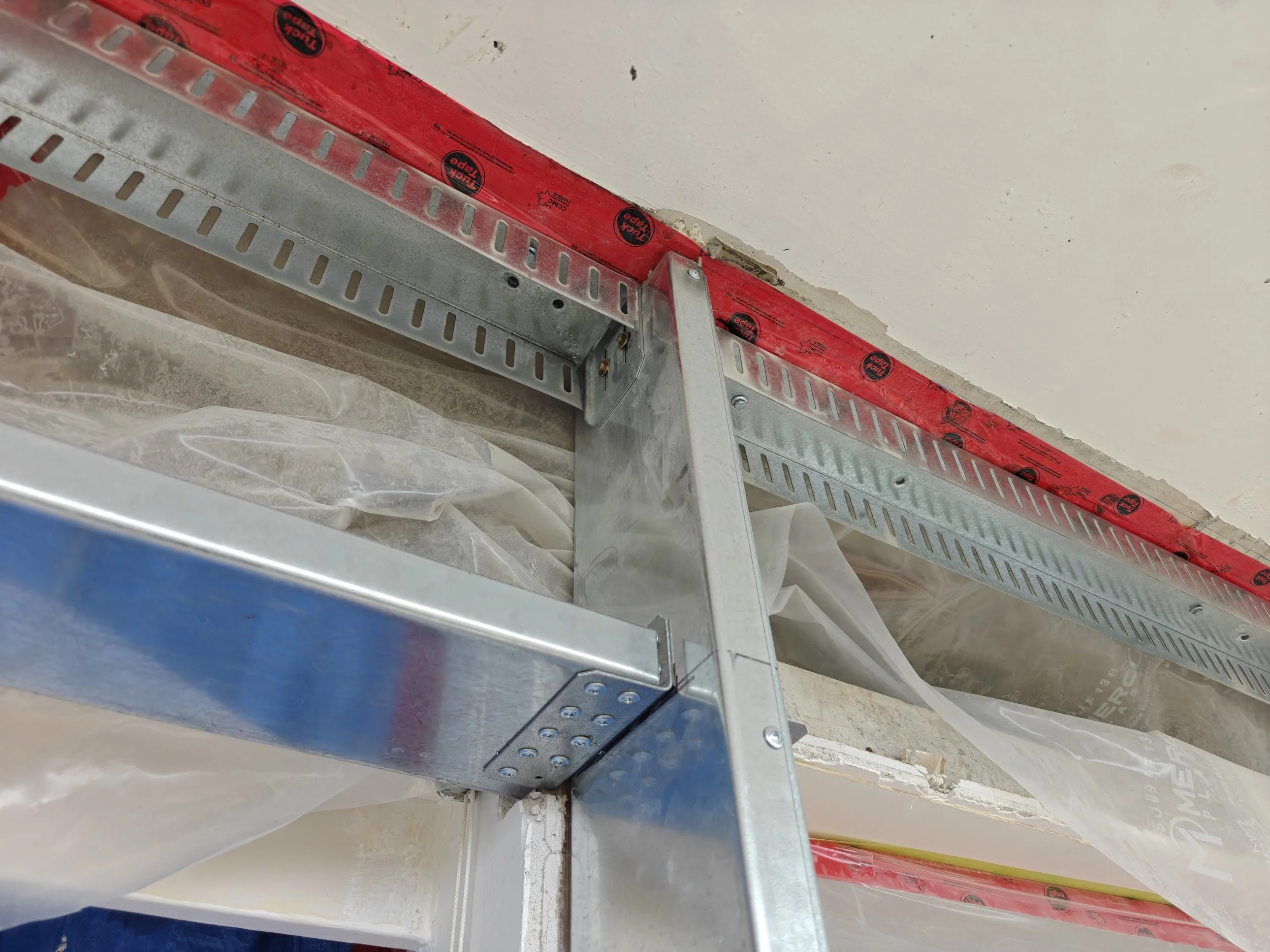 Steel stud framing in progress