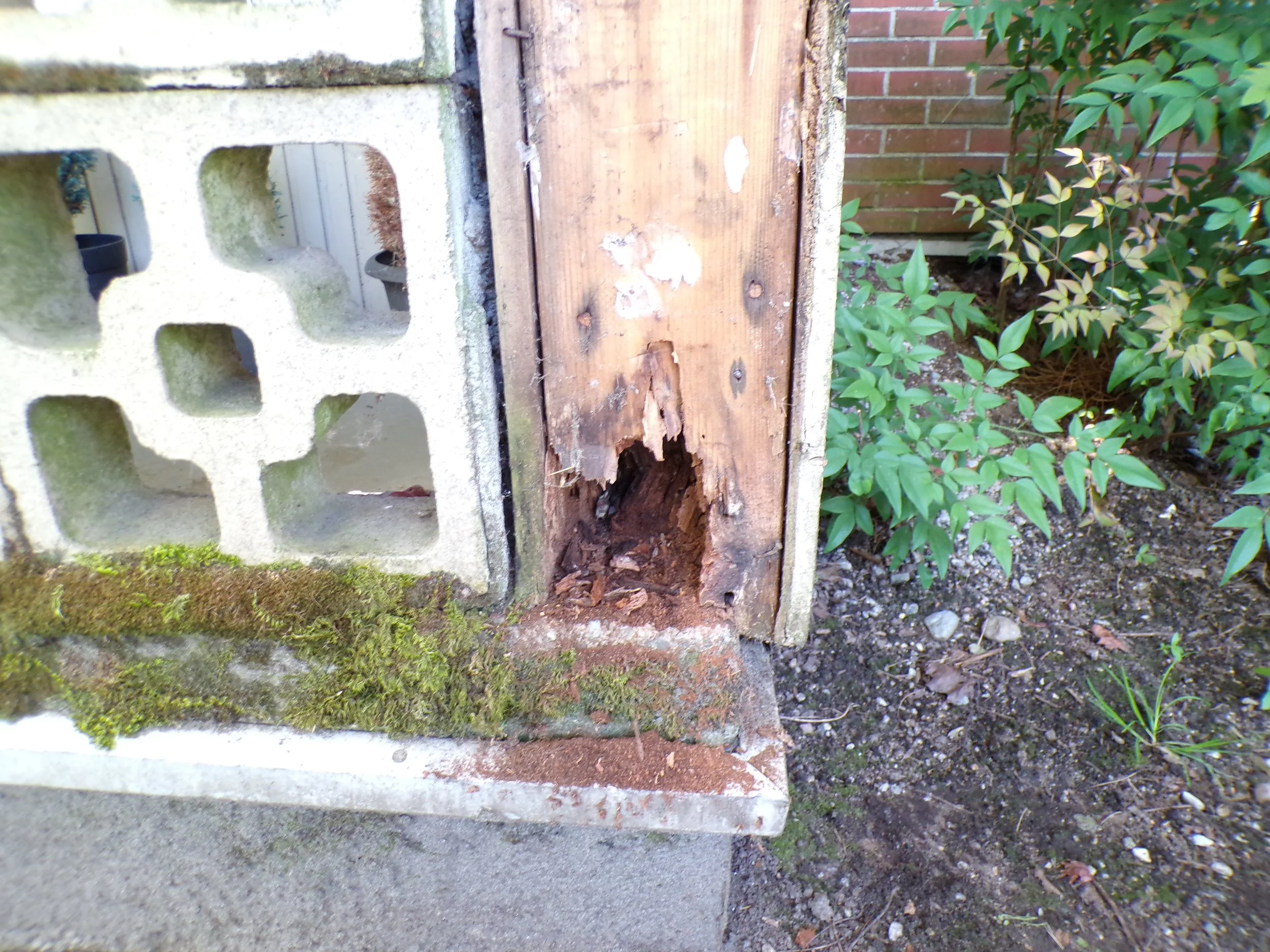 Original rotten balcony posts