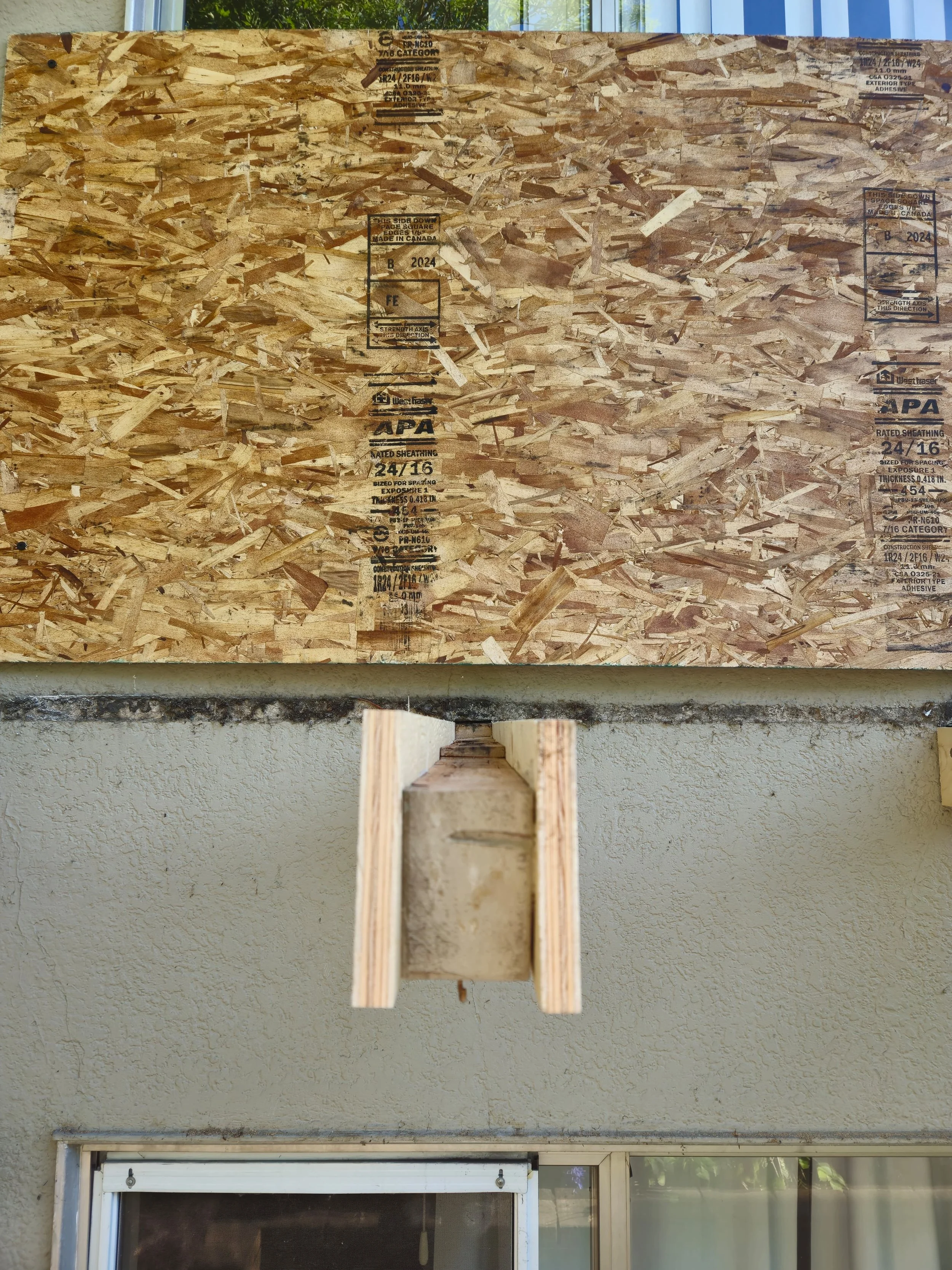 The repair underway, rotten framing is removed