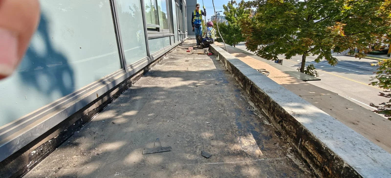 Existing membrane during demolition