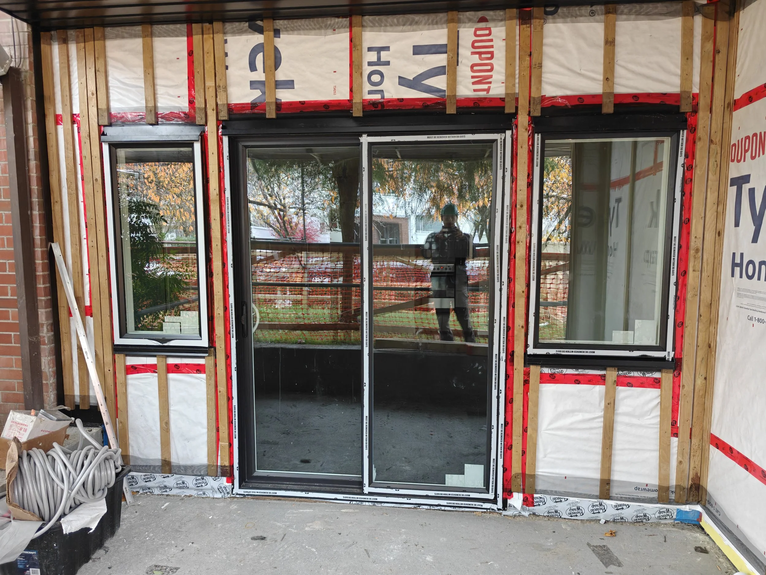 New weather barriers and strapping installed