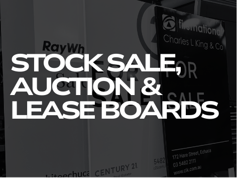 Stock sale, auction and lease boards