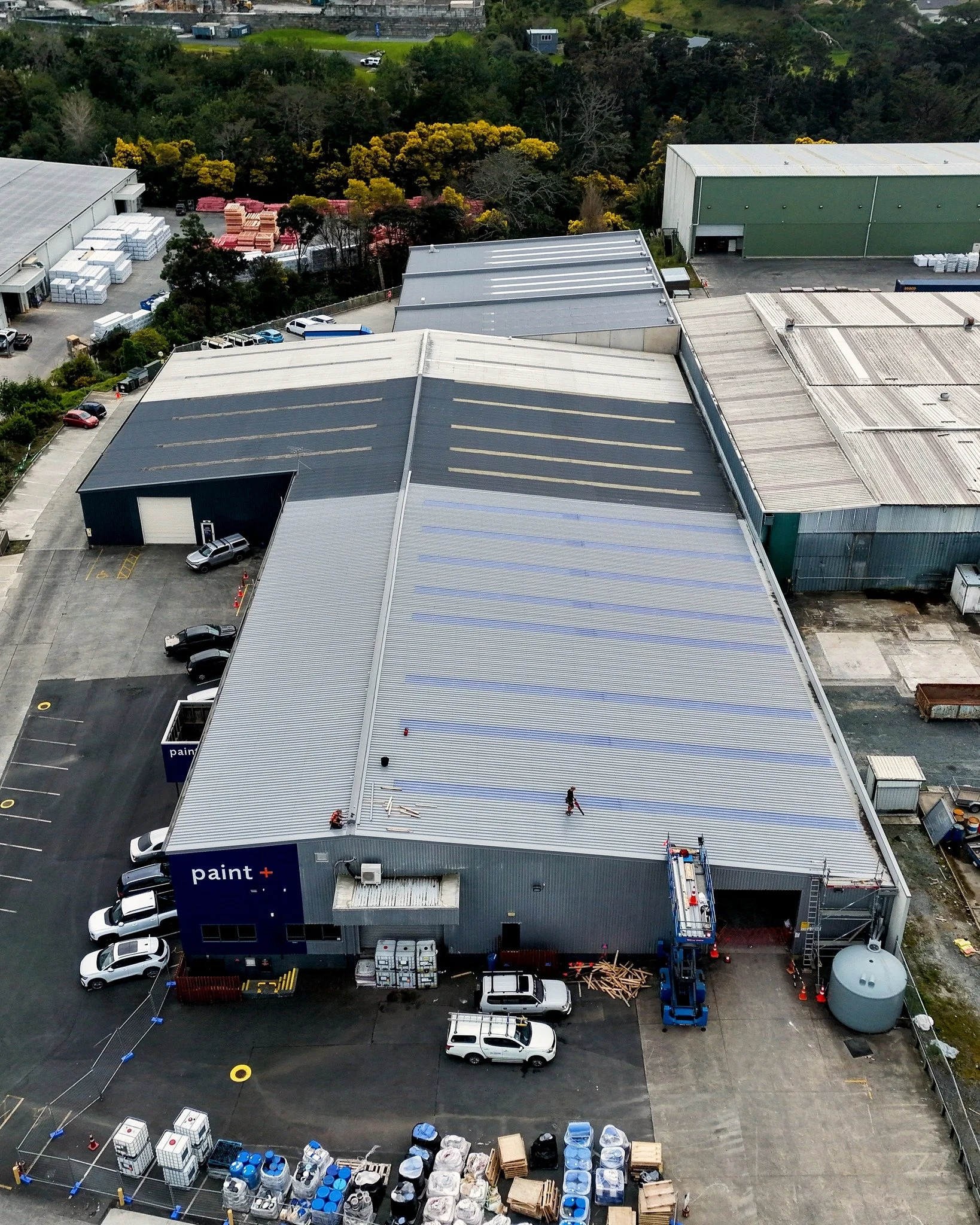 The drone sees what no one else does.

Every sheet laid in sequence. Every section watertight before the next one starts. Careful, methodical work, one bay at a time.