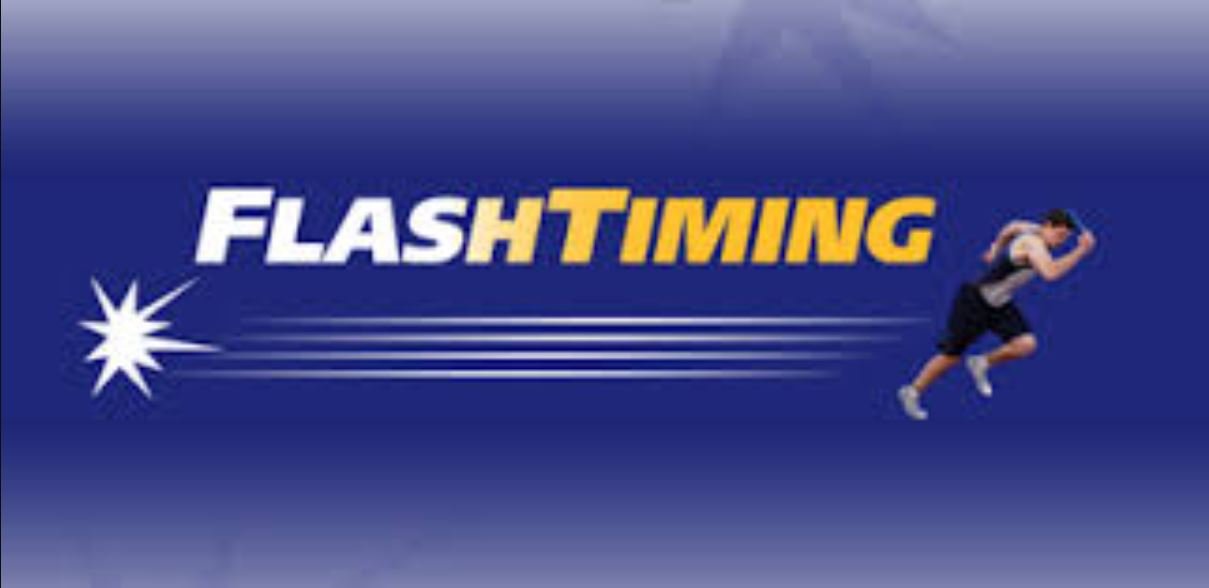 Graphic with the words 'FLASH TIMING' and an image of a person running.